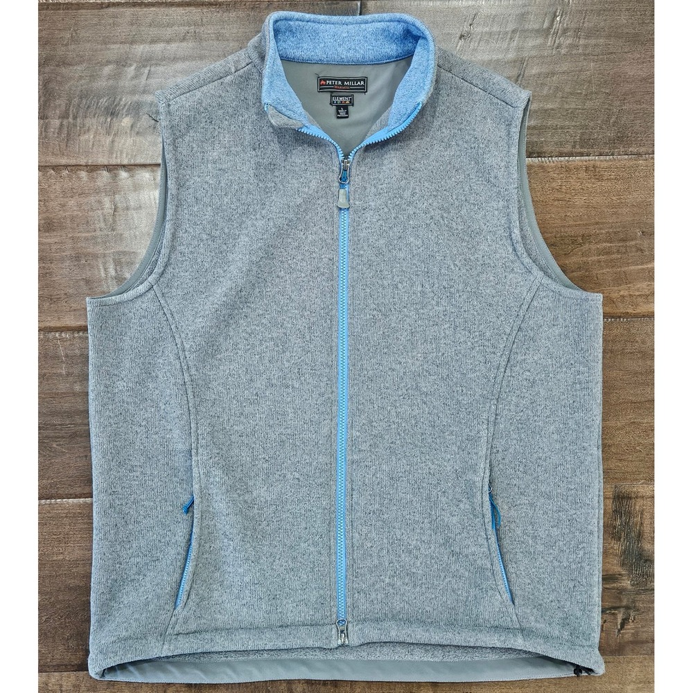 PREPPY Peter Millar Element 4 Warmth GOLF Vest Mens Gray Blue Full ZiP  L